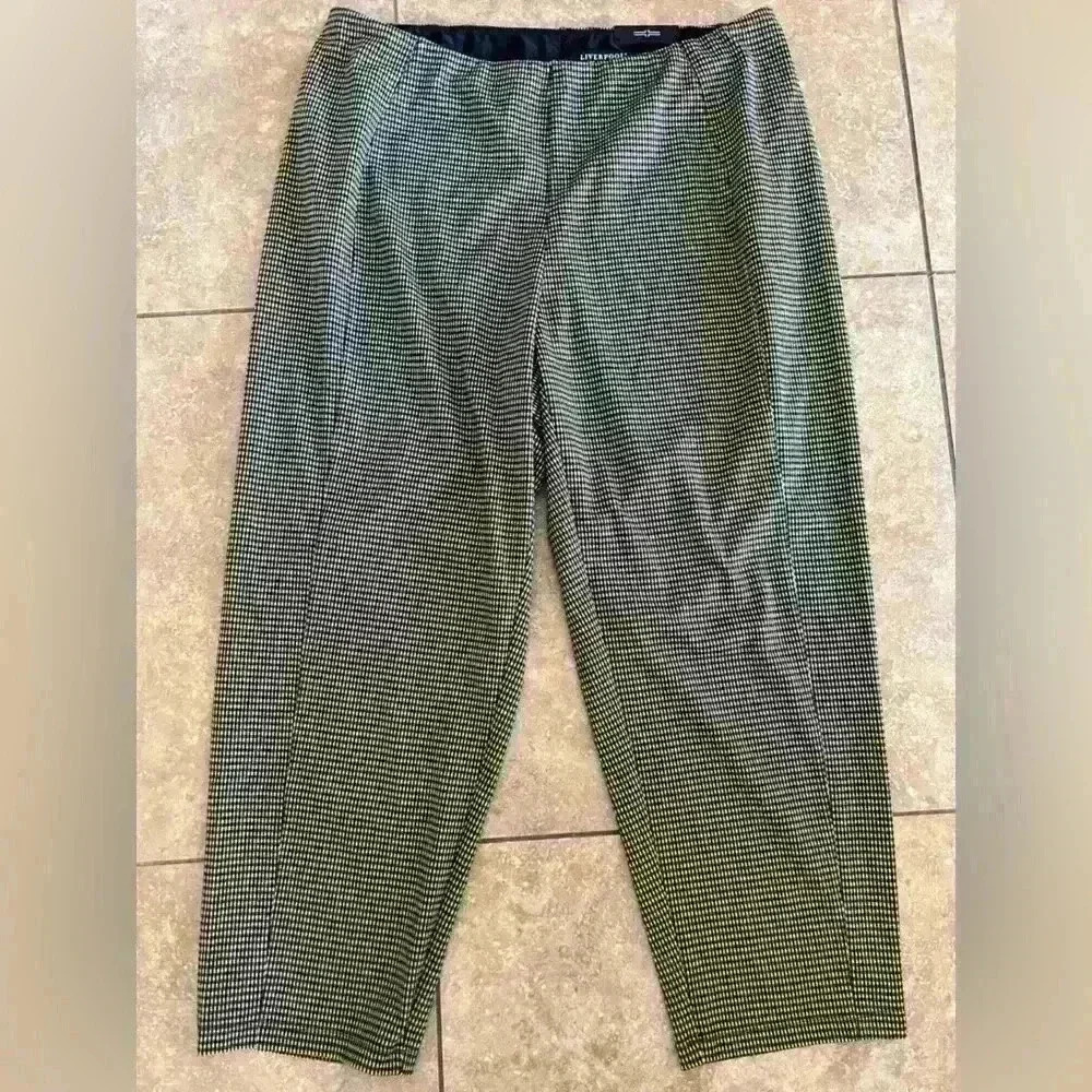 NWT Liverpool Reese Slim Straight Leg Black Tan Herringbone Pants Size 18w - Picture 5 of 9